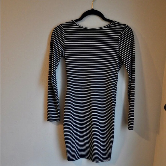 Black & White Striped Mini Dress Low Back - Picture 1 of 4